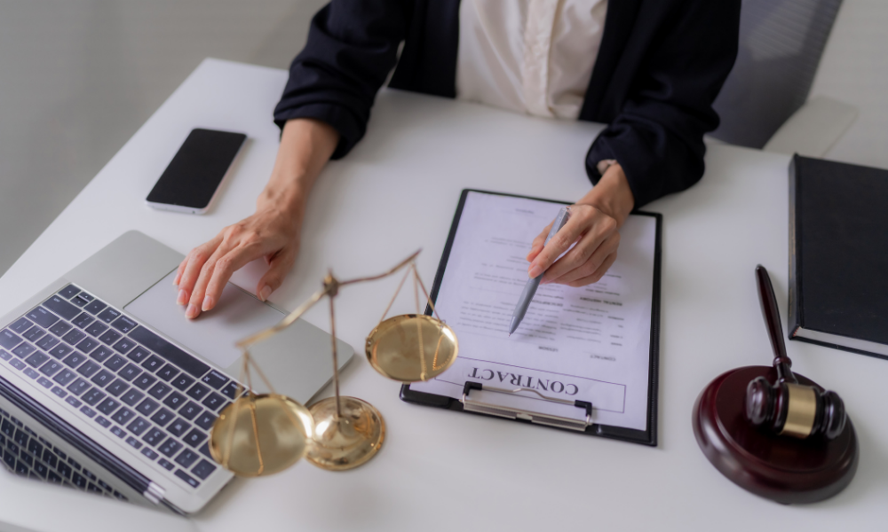 an attorney working in the office