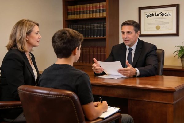 Gilbert probate lawyer meeting with family in a professional office setting