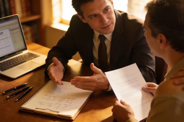Probate lawyer assisting a client with estate legal documents in Gilbert AZ